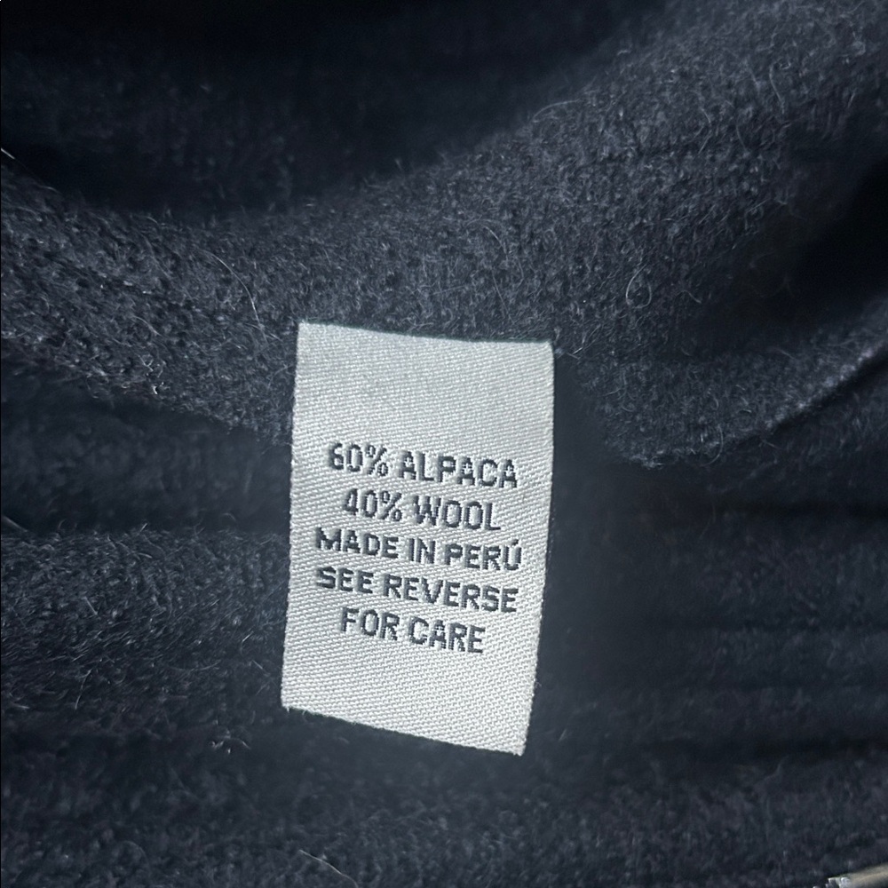Beyond Threads Alpaca Black Ribbed Zip-Up Sweater ! Large - Picture 5 of 6